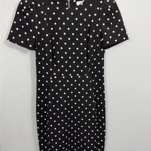 Calvin Klein Black and White Polka Dot Midi Dress Size 6